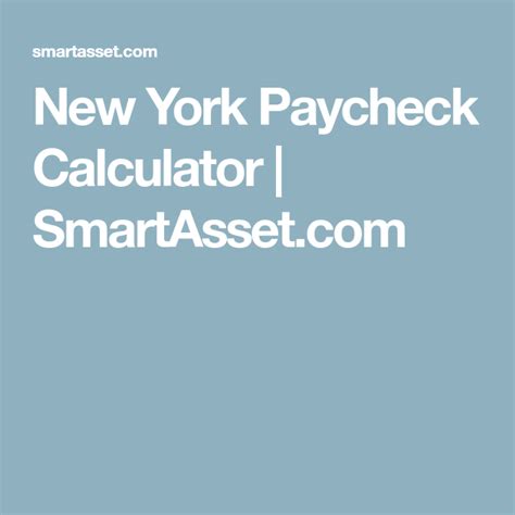 smartasset paycheck calculator nyc